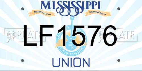 LF1576 Mississippi License Plate
