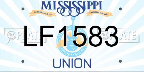 LF1583 Mississippi License Plate