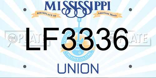 LF3336 Mississippi License Plate