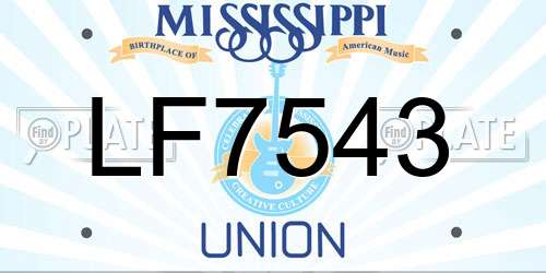 LF7543 Mississippi License Plate