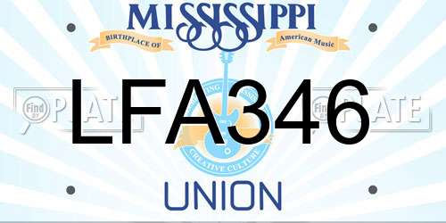 LFA346 Mississippi License Plate