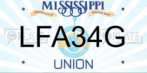 LFA34G Mississippi License Plate