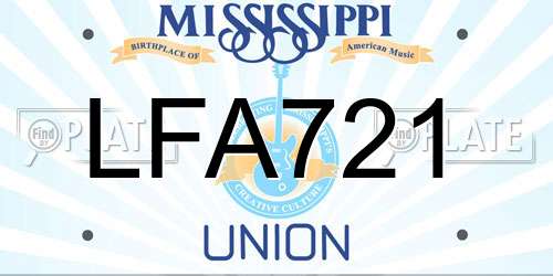 LFA721 Mississippi License Plate