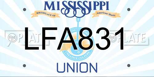 LFA831 Mississippi License Plate