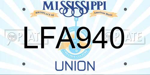 LFA940 Mississippi License Plate