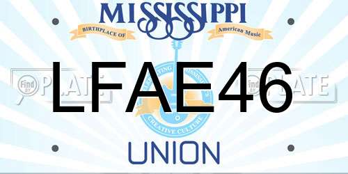 LFAE46 Mississippi License Plate