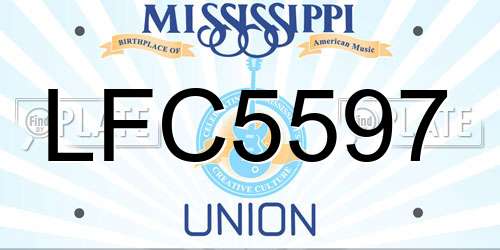 LFC5597 Mississippi License Plate