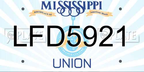 LFD5921 Mississippi License Plate