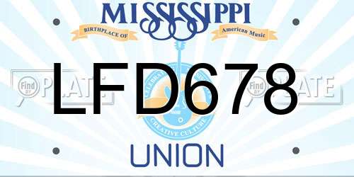 LFD678 Mississippi License Plate