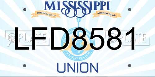 LFD8581 Mississippi License Plate