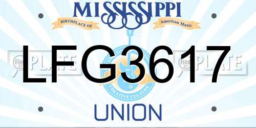 LFG3617 Mississippi License Plate