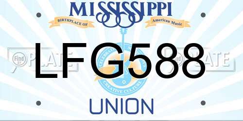 LFG588 Mississippi License Plate