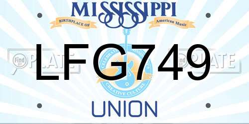 LFG749 Mississippi License Plate