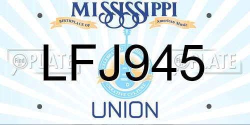 LFJ945 Mississippi License Plate