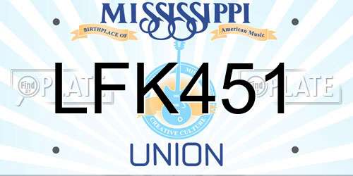 LFK451 Mississippi License Plate
