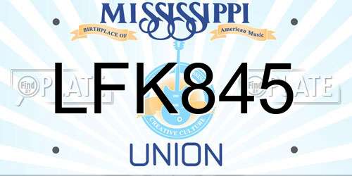 LFK845 Mississippi License Plate