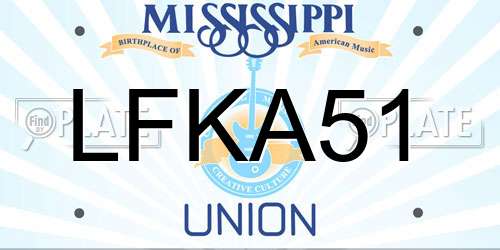LFKA51 Mississippi License Plate