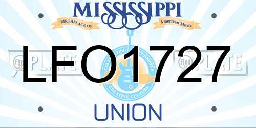 LFO1727 Mississippi License Plate