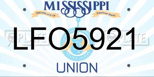 LFO5921 Mississippi License Plate