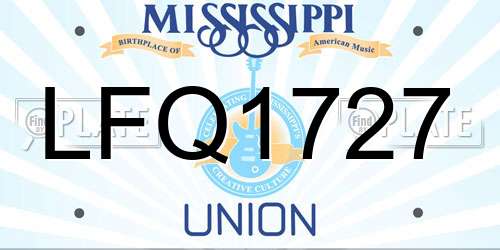 LFQ1727 Mississippi License Plate