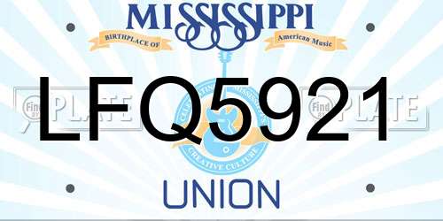 LFQ5921 Mississippi License Plate