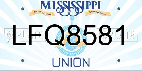 LFQ8581 Mississippi License Plate