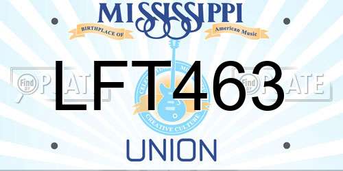 LFT463 Mississippi License Plate