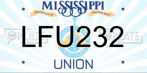 LFU232 Mississippi License Plate