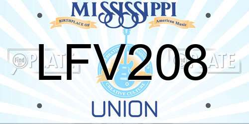 LFV208 Mississippi License Plate