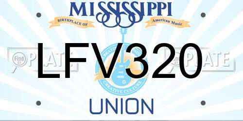 LFV320 Mississippi License Plate