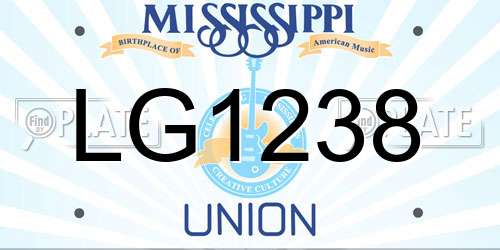 LG1238 Mississippi License Plate