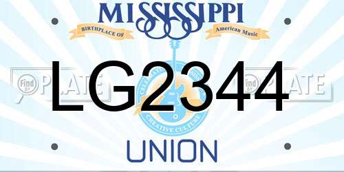 LG2344 Mississippi License Plate