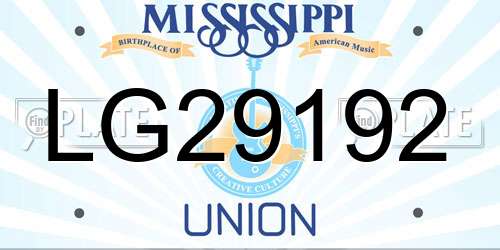 LG29192 Mississippi License Plate