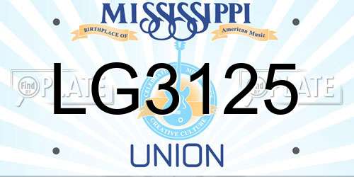 LG3125 Mississippi License Plate