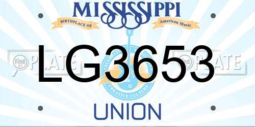 LG3653 Mississippi License Plate