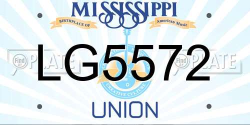 LG5572 Mississippi License Plate