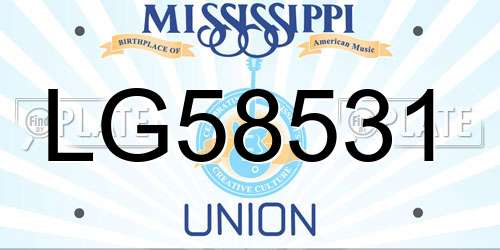 LG58531 Mississippi License Plate