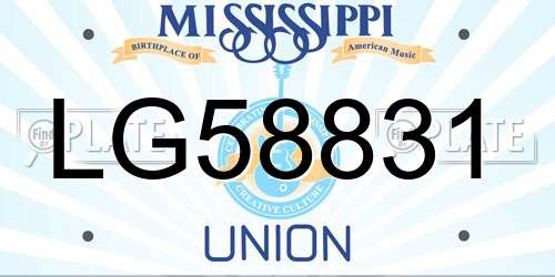 LG58831 Mississippi License Plate