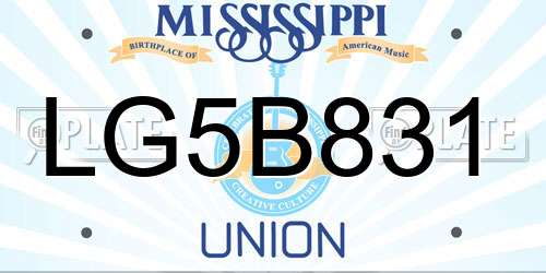LG5B831 Mississippi License Plate