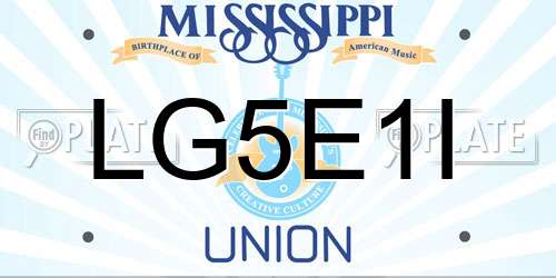 LG5E1I Mississippi License Plate