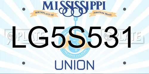 LG5S531 Mississippi License Plate