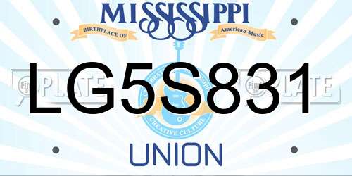 LG5S831 Mississippi License Plate