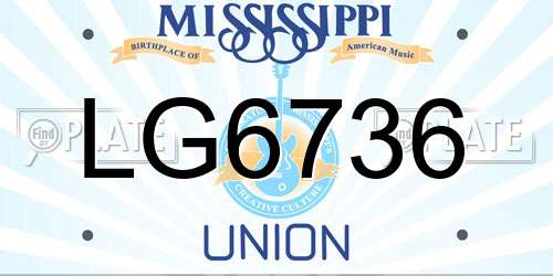 LG6736 Mississippi License Plate