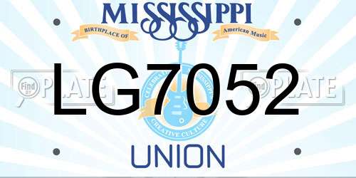 LG7052 Mississippi License Plate