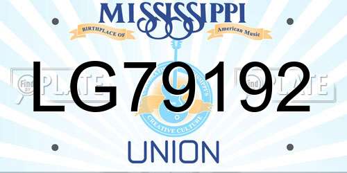 LG79192 Mississippi License Plate