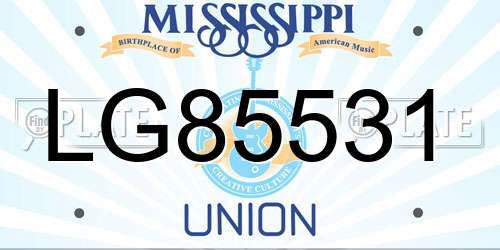 LG85531 Mississippi License Plate