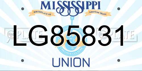 LG85831 Mississippi License Plate