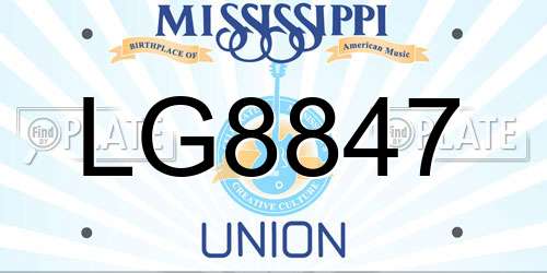 LG8847 Mississippi License Plate