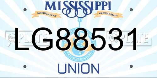 LG88531 Mississippi License Plate
