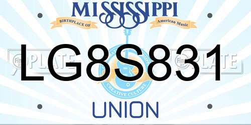LG8S831 Mississippi License Plate